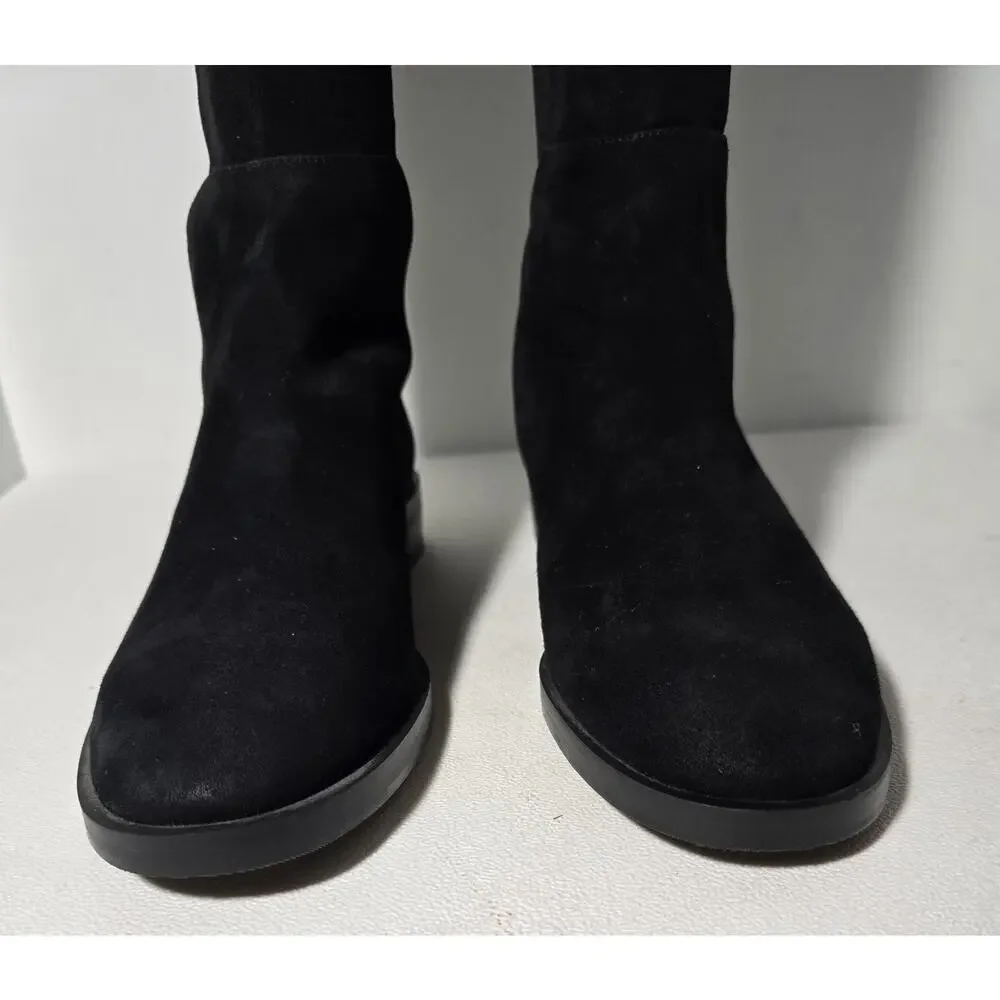 Stuart Weitzman Keelan City Black Suede Microstretch knee Boots w/Logo Sz 9 B